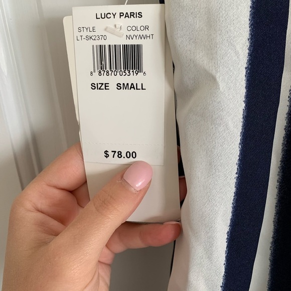 Lucy Paris | SET stripped cropped top and skirt set NWT size small - Picture 5 of 7